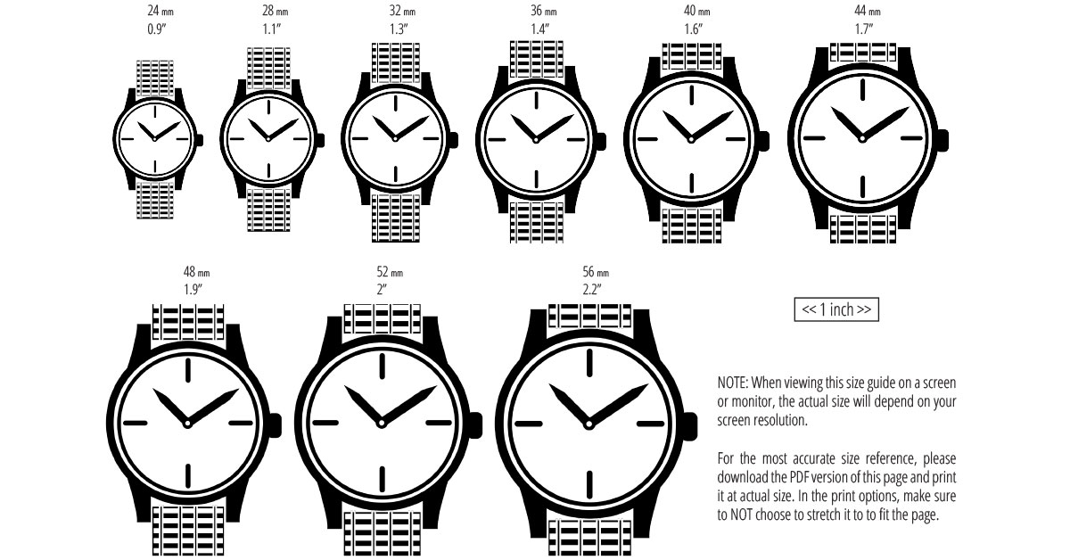 watch case sizes