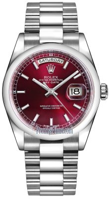 silver rolex with red face