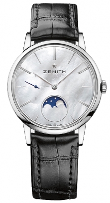 Zenith Elite Lady Moonphase 36 mm - Steel - Alligator Strap