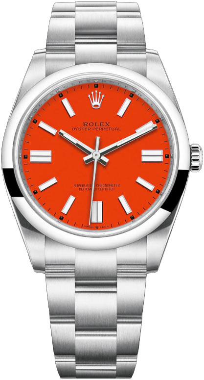 124300 Coral Red Rolex Oyster Perpetual 