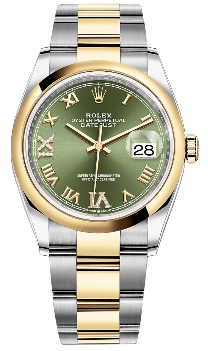 rolex datejust gold green dial