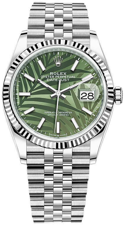 Olive Palm Jubilee Datejust 36mm Stainless Steel Watch