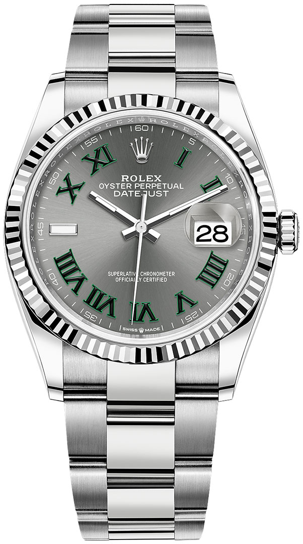 126234 Slate Roman Oyster Wimbledon Rolex Datejust 36mm Midsize Watch
