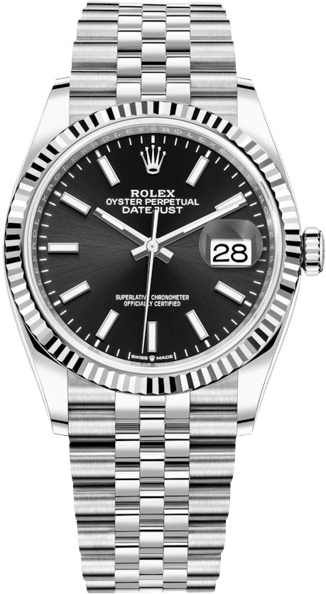 Rolex Datejust 126233 36mm Black Diamond Dial Jubilee Watch - Big