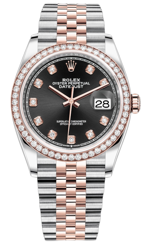 black and rose gold rolex