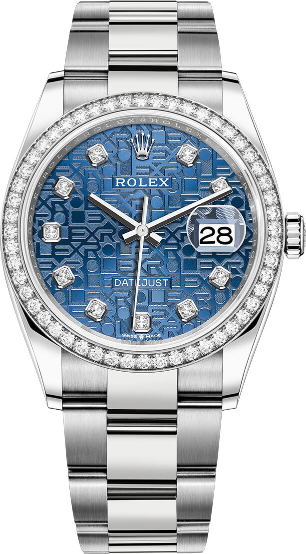 rolex datejust blue dial diamond