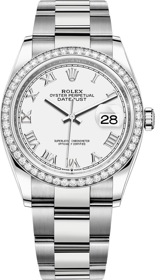 126284rbr White Roman Oyster Rolex 
