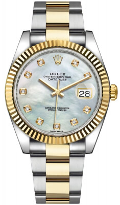 ROLEX Stainless Steel 18K Yellow Gold Diamond 41mm Oyster Perpetual Datejust  Watch Champagne 126333 1275007