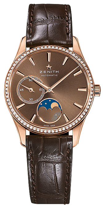 Women's Elite Moonphase 18kt Rose Gold Silver Dial Watch
