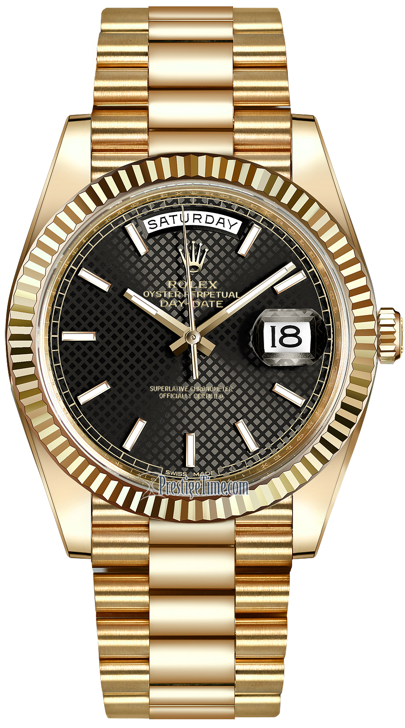 rolex day date yellow gold black dial