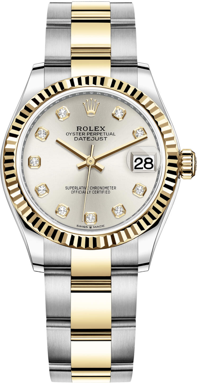Rolex Datejust 31mm Stainless Steel and Yellow Gold 278273 Silver Diamond Oyster