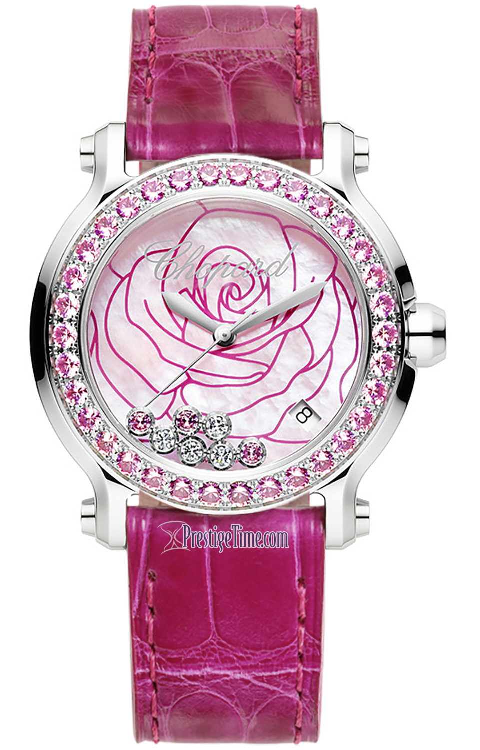 【中古品】Chopard スクエアフェイス 時計 ピンク 278475-3030 La Vie En Rose Chopard Happy Sport Round Quartz 36mm