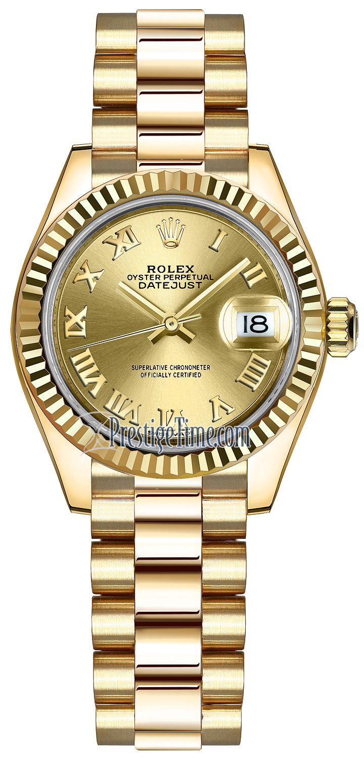 279178 Roman President Rolex Lady 28mm Yellow Ladies Watch