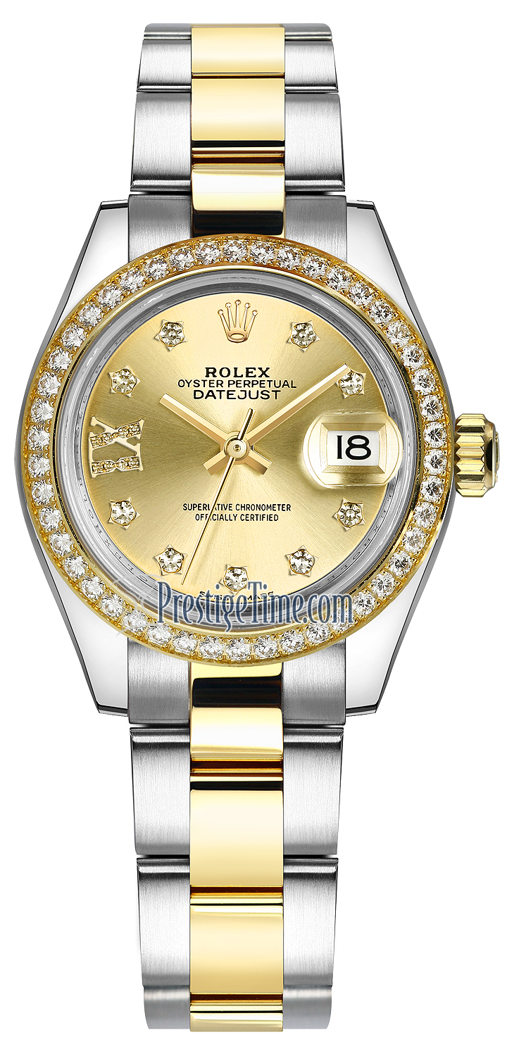 279383RBR Champagne 17 Diamond Oyster Rolex Lady Datejust 28mm ...