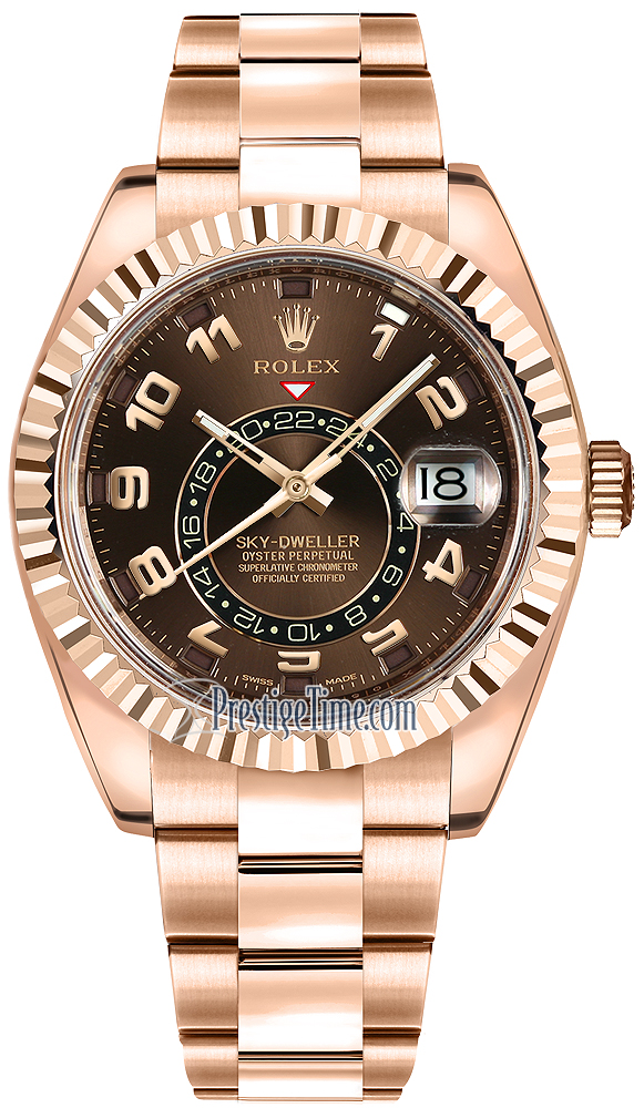 326935 Chocolate Arabic Rolex Sky Dweller 42mm Mens Watch