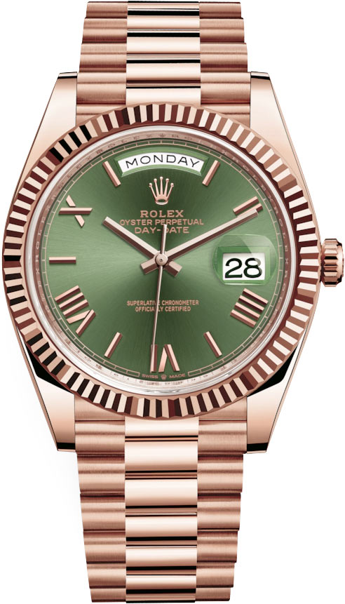 rolex day date gold and green