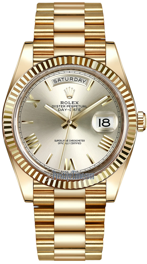 rolex day date silver gold