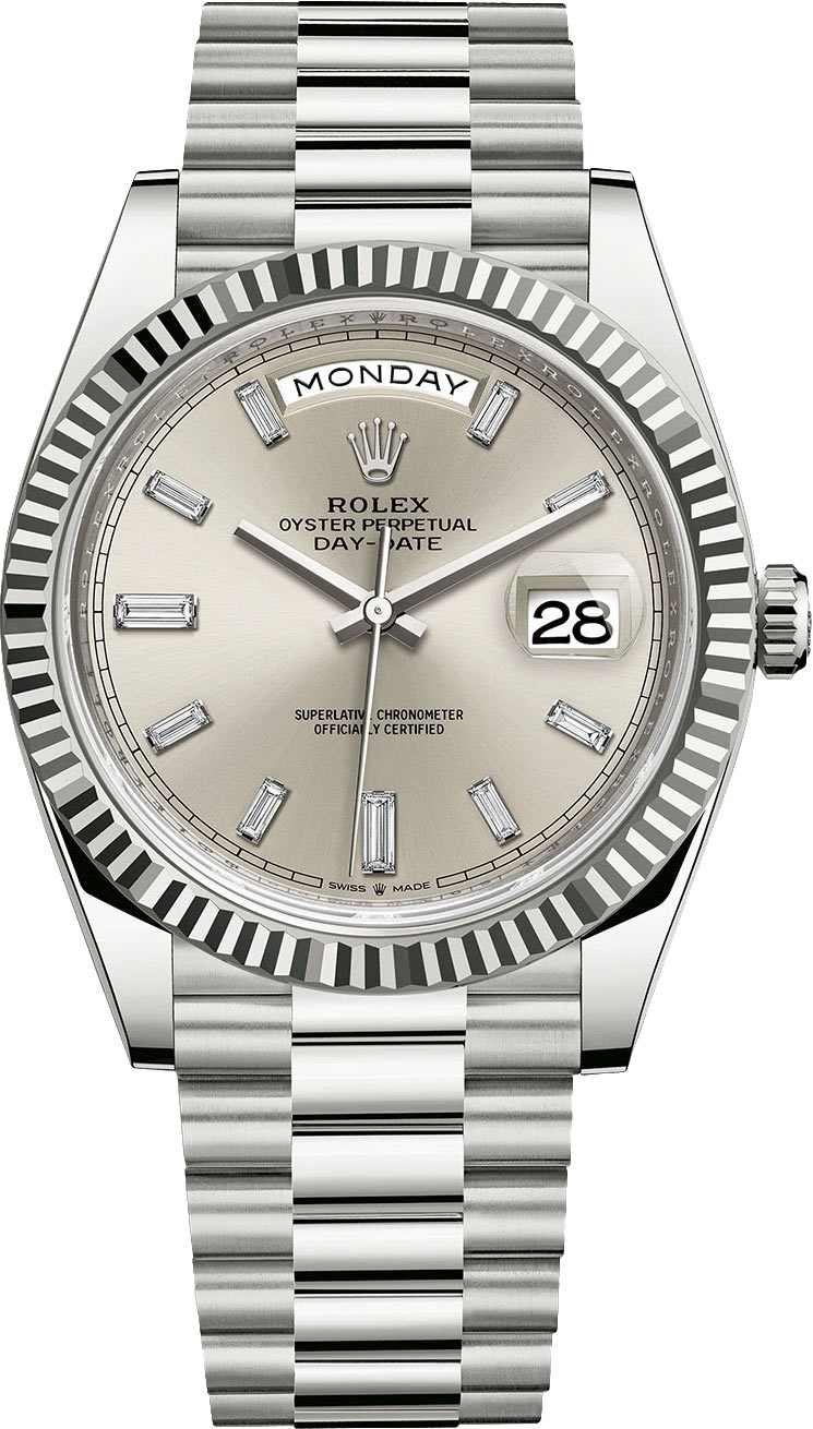 rolex day date silver and gold