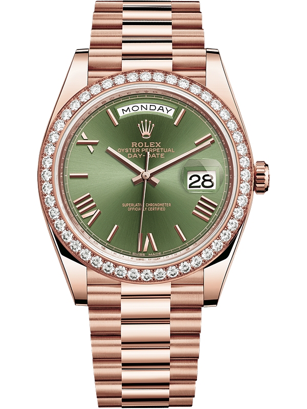 day date green dial rose gold