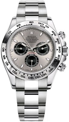 116509 Steel and Black Oyster Rolex Cosmograph Daytona White Gold Mens ...
