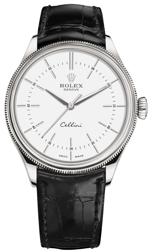 50509 White Black Strap Rolex Cellini 