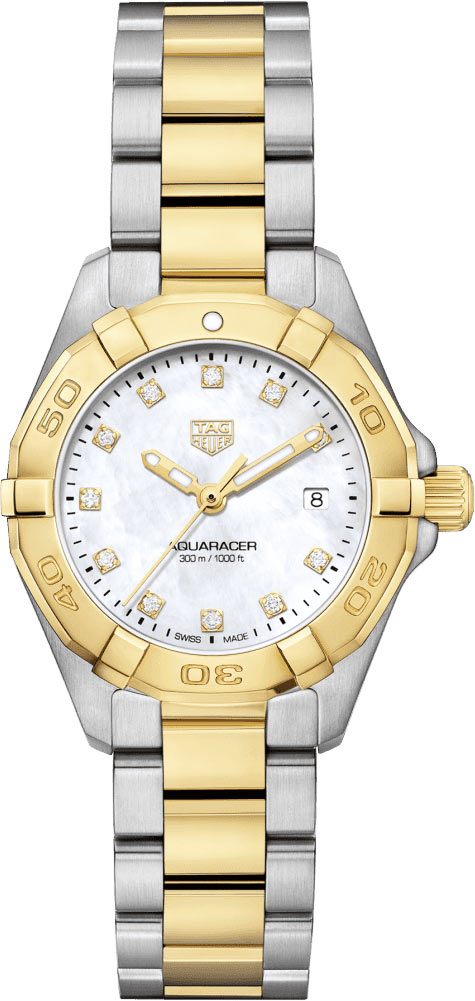 TAG Heuer Aquaracer Quartz Ladies Mother of Pearl Steel & Yellow Gold  Plated Watch