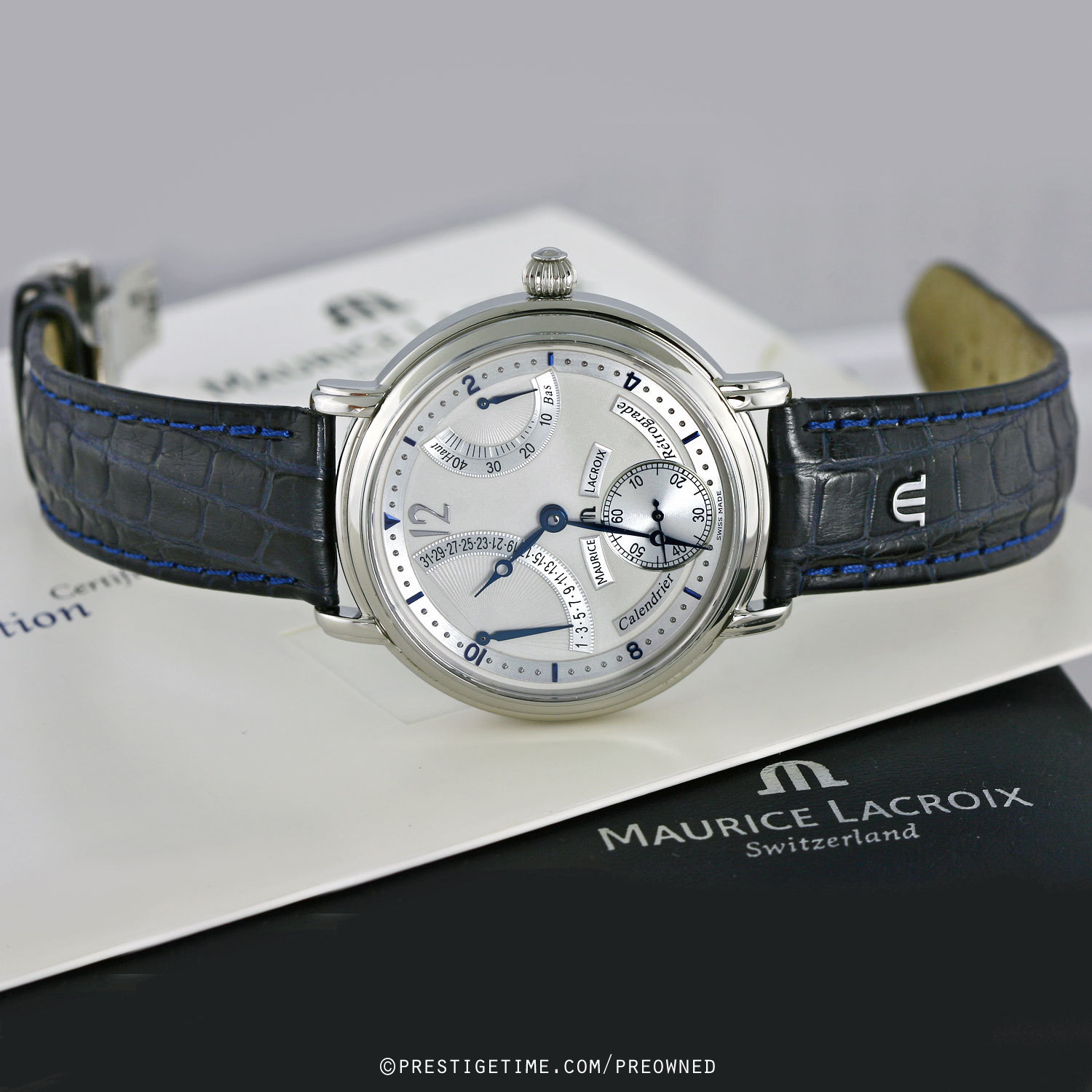 Pre-owned Maurice Lacroix Masterpiece Calendrier Retrograde mp6198 ...