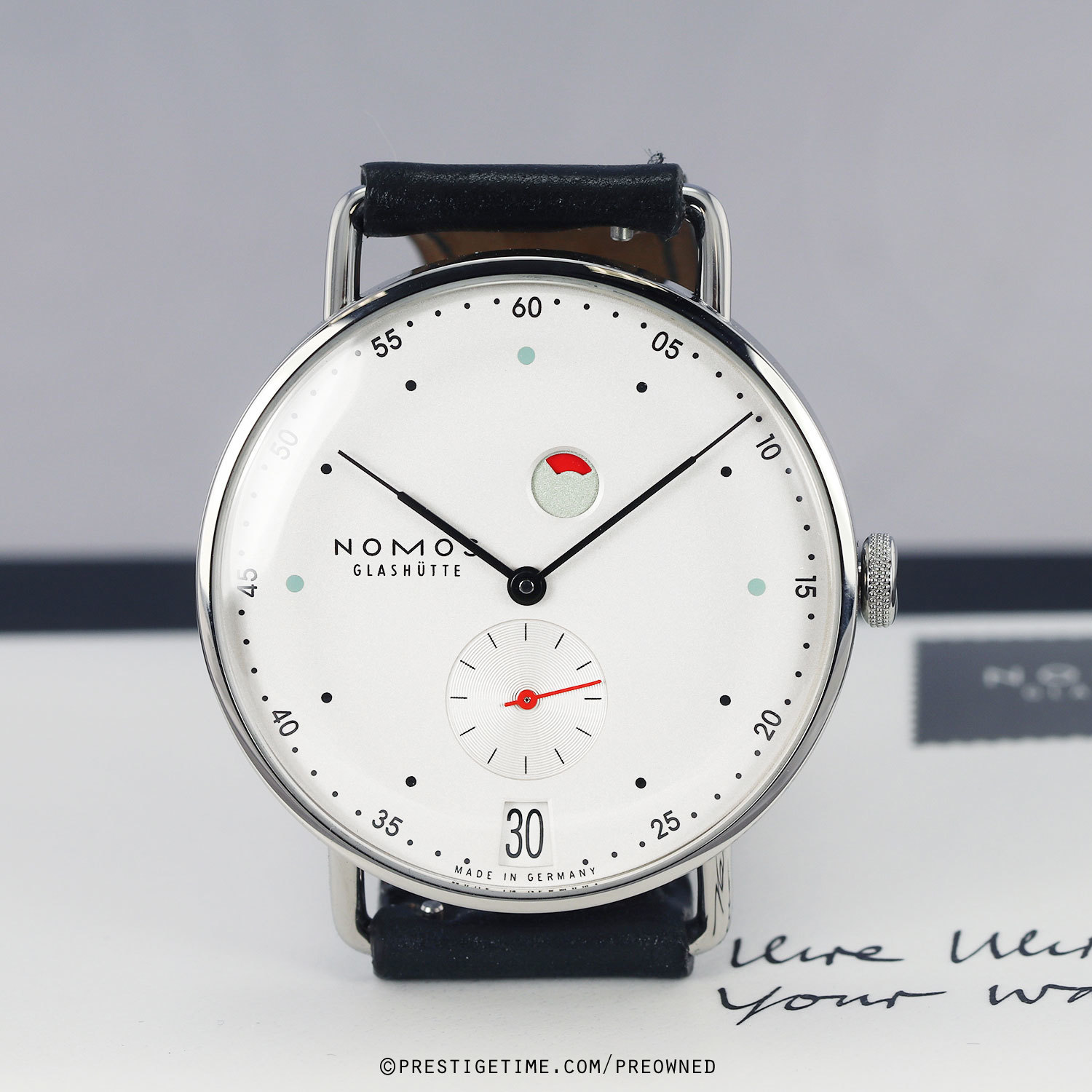 Pre-owned Nomos Glashutte Metro Datum Gangreserve 37mm 1101