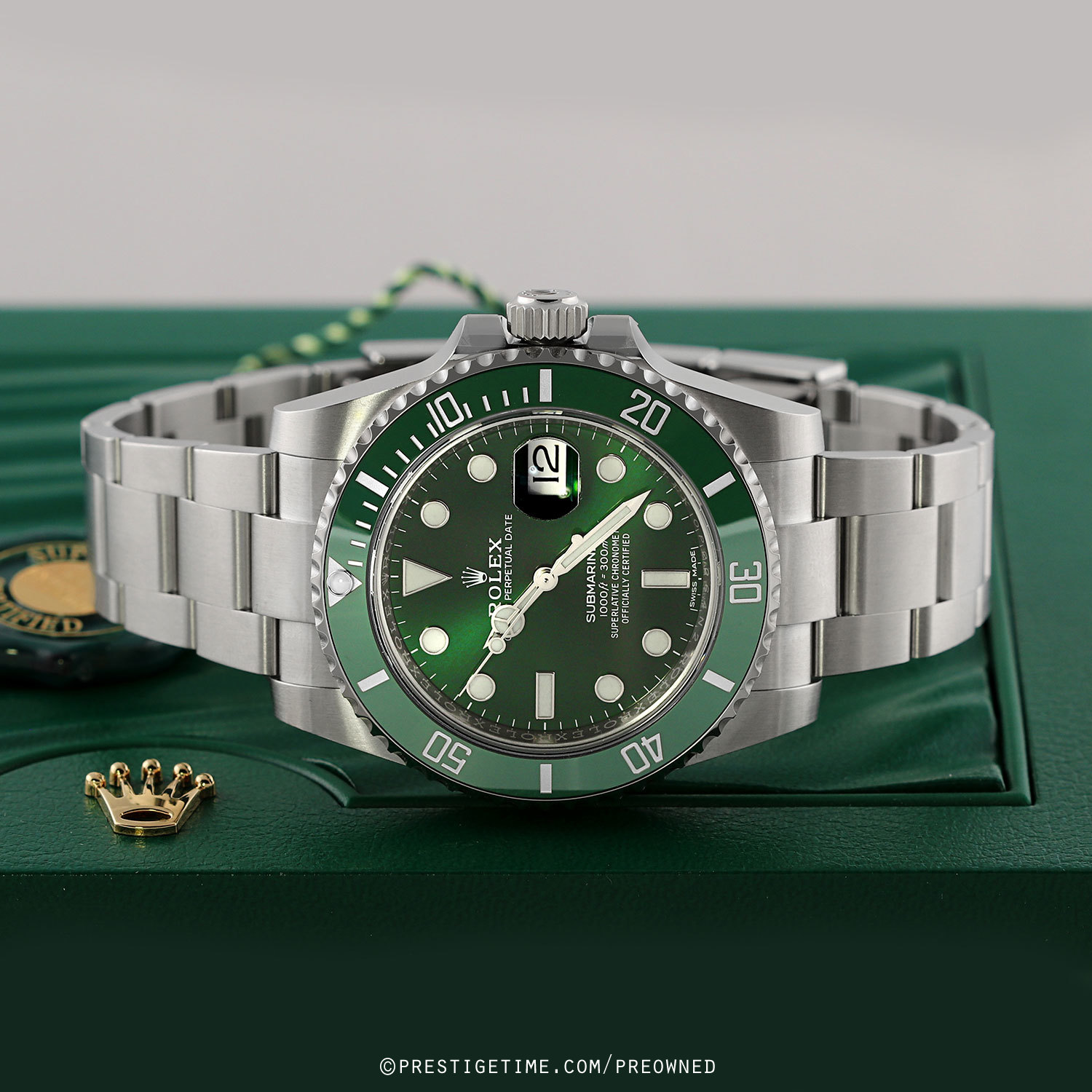 Authentic Used Rolex Submariner Hulk 116610LV Watch (10-10-ROL-QMT27U)