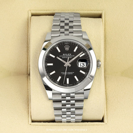 Pre-owned Rolex Datejust 41mm 126300 Black Index Jubilee