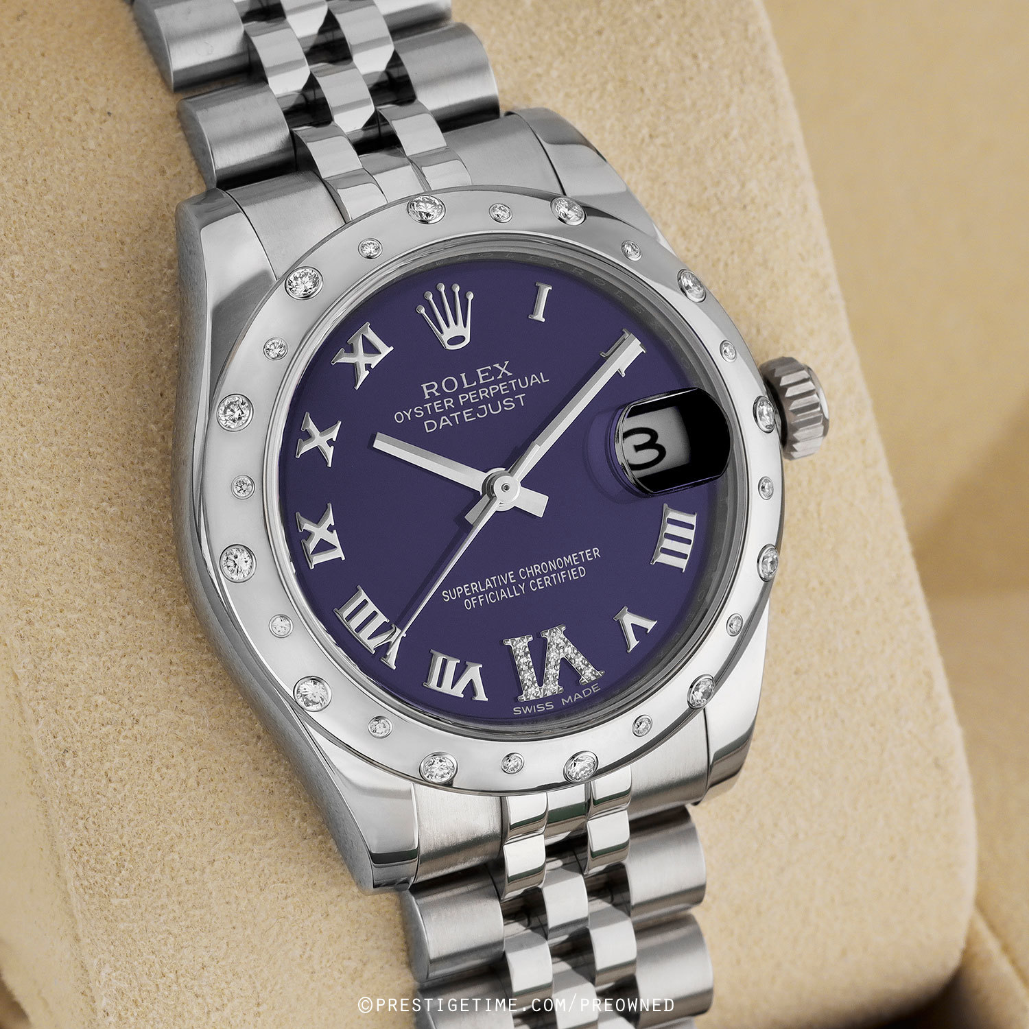 Pre-owned Rolex Datejust 31mm 178344 Purple VI Diamonds Jubilee