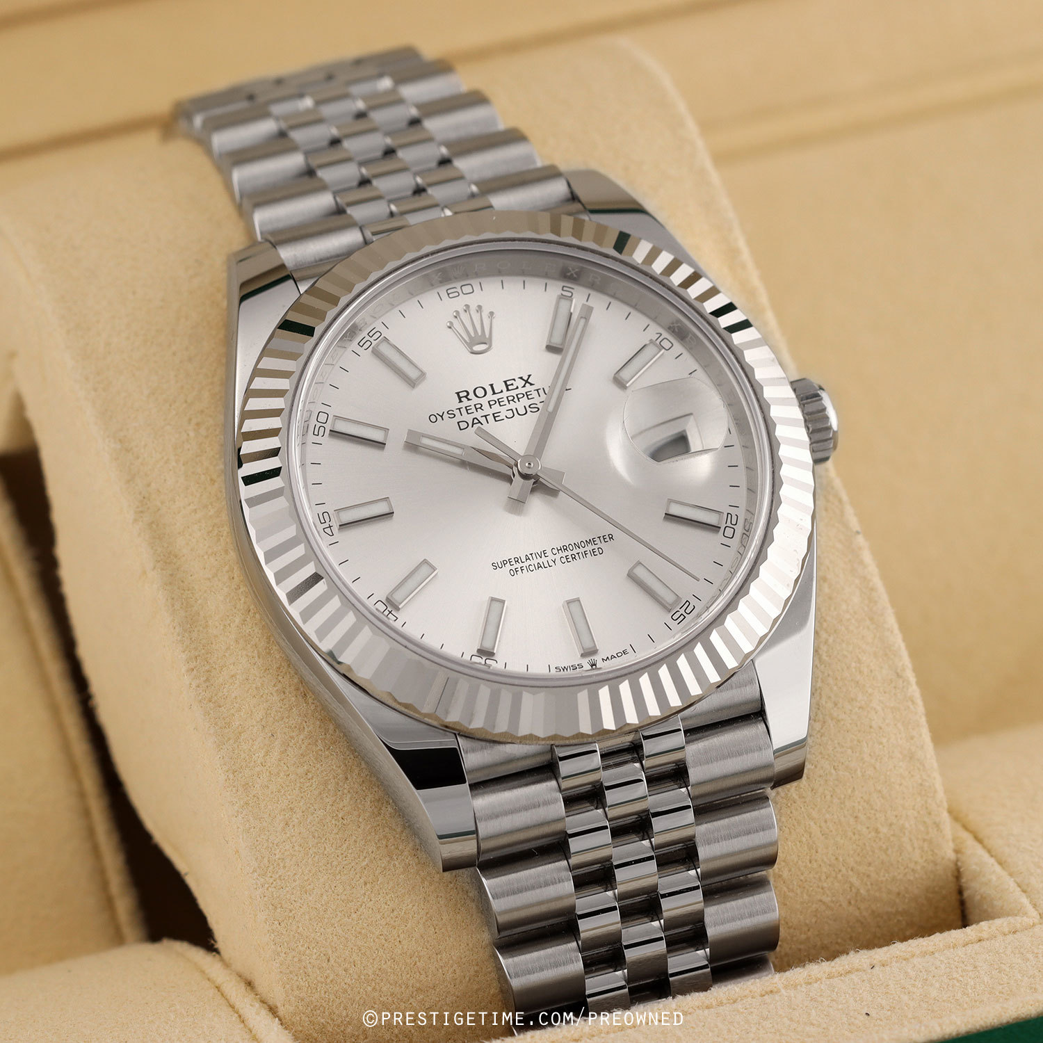 Pre-owned Rolex Datejust 41mm Stainless Steel 126334 Silver Index Jubilee