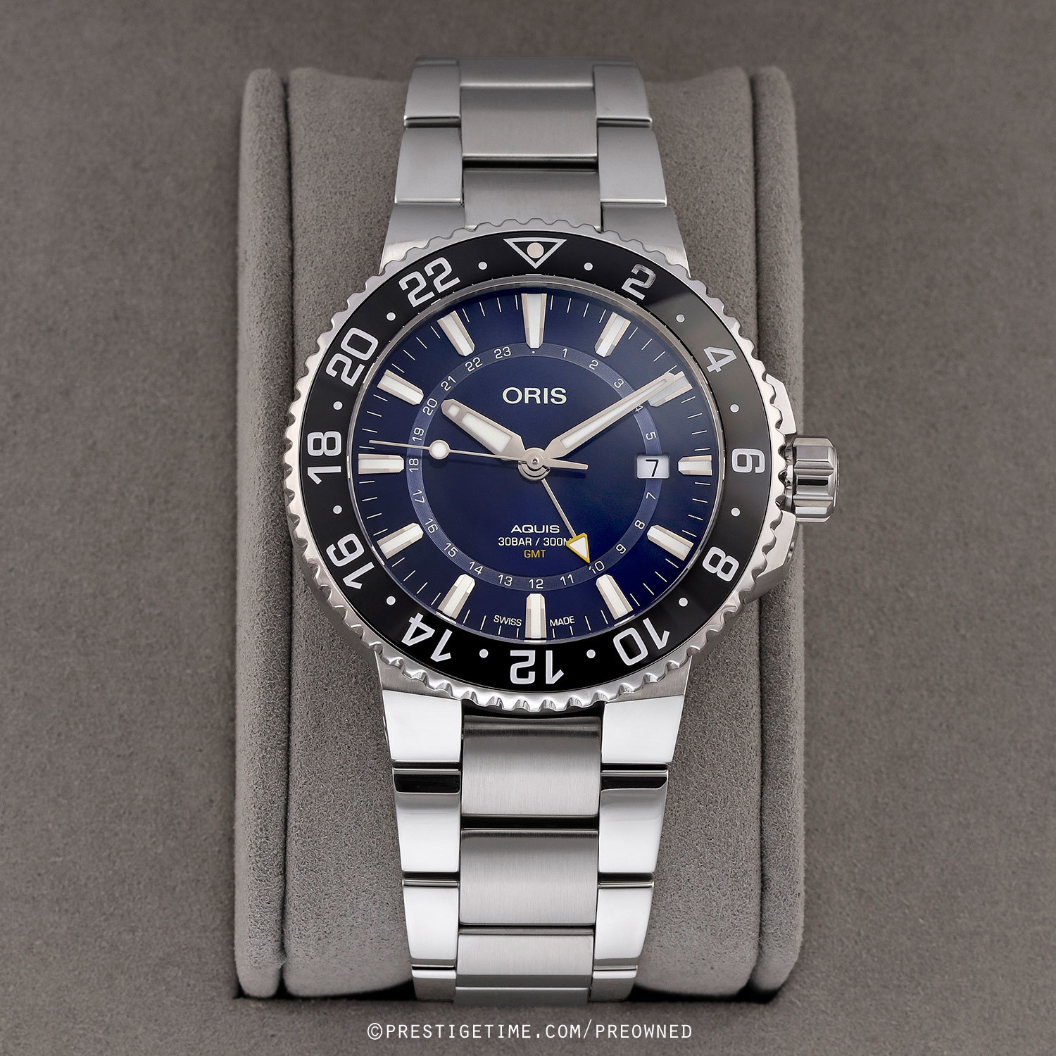 Pre-owned Oris Aquis GMT Date 01 798 7754 4135-07 24 05PEB