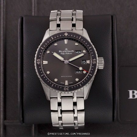 Pre-owned Blancpain Fifty Fathoms Bathyscaphe Annual Calendar 43mm 5071-1110-70b