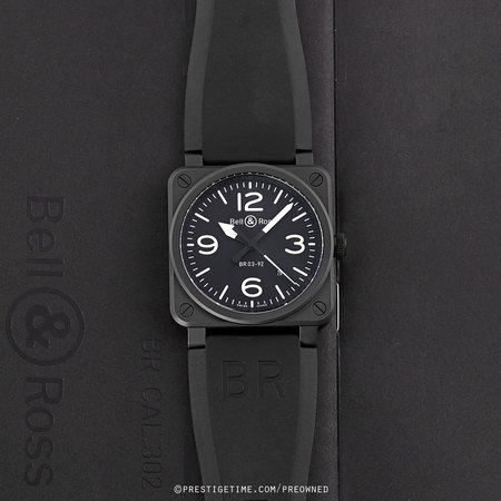 Pre-owned Bell & Ross BR03-92 Automatic Matte Black Ceramic 42mm BR0392-BL-CE