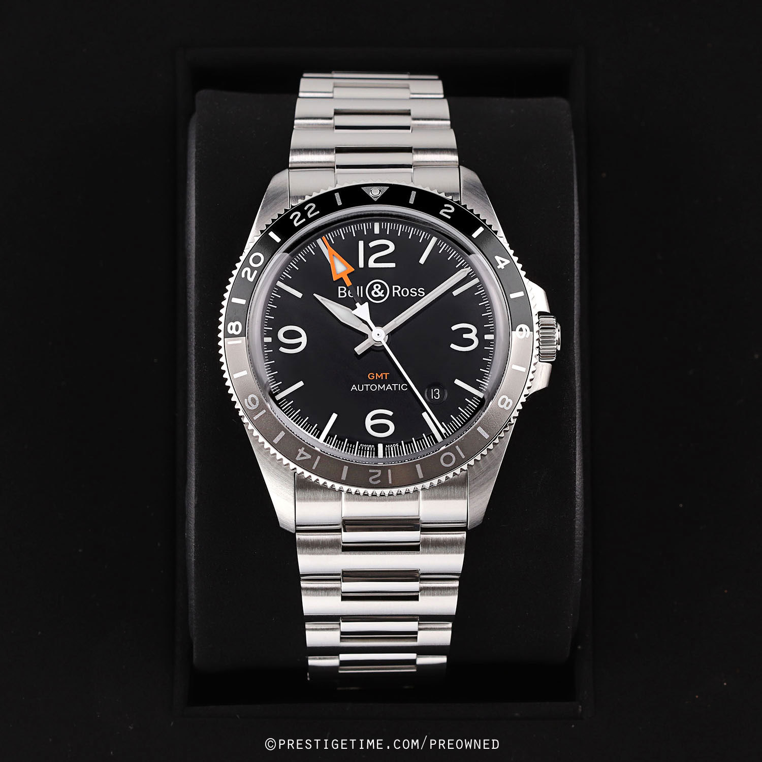 Pre owned Bell Ross BR V2 93 GMT 41mm BRV293 BL ST SST