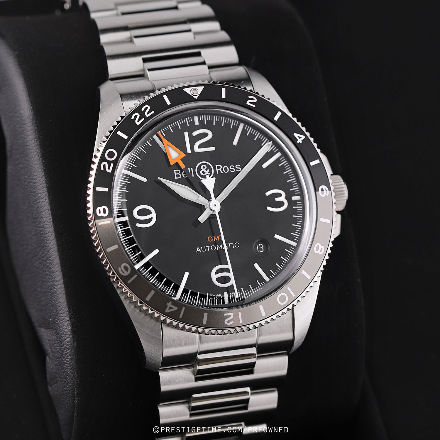 Pre owned Bell Ross BR V2 93 GMT 41mm BRV293 BL ST SST