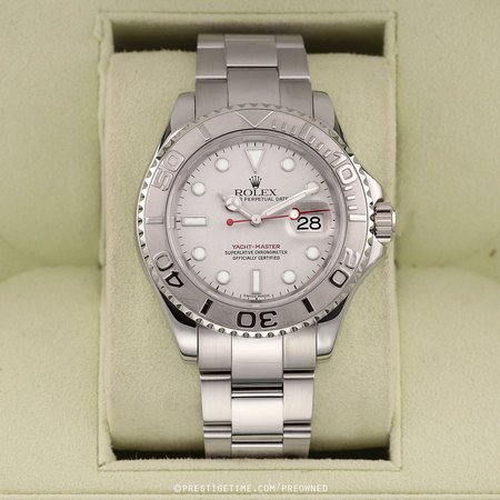 Pre-owned Rolex Yacht-Master Steel Platinum 40mm, 2022 Factory Service 16622