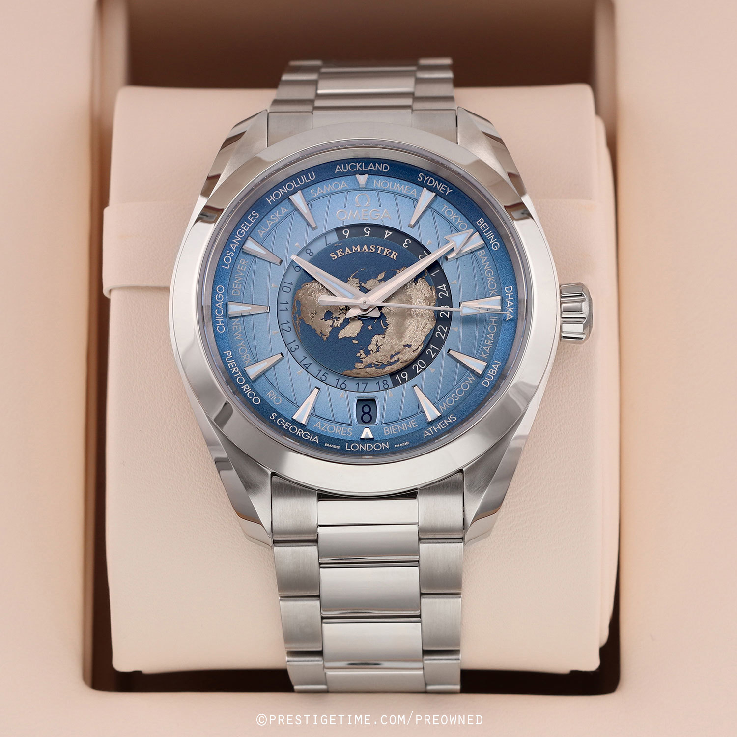 Pre-owned Omega Aqua Terra 150M GMT Worldtimer Co-Axial 43mm - Main Image