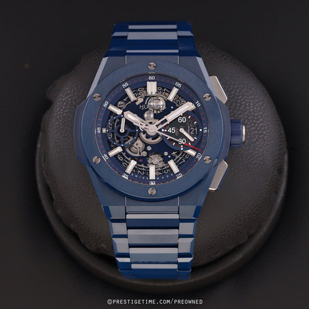 Pre-owned Hublot Big Bang Integrated Blue Ceramic 42mm 451.EX.5123.EX