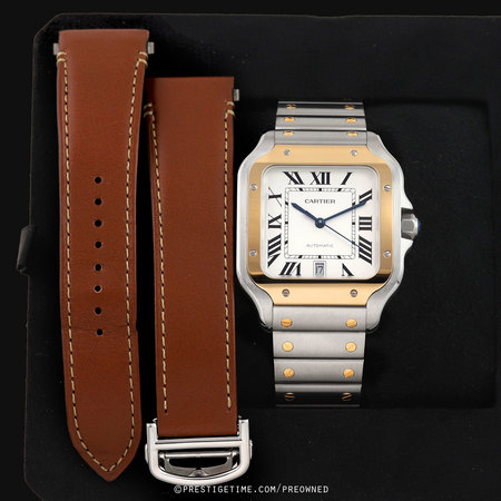 Pre-owned Cartier Santos De Cartier Large Steel & Gold W2SA0009
