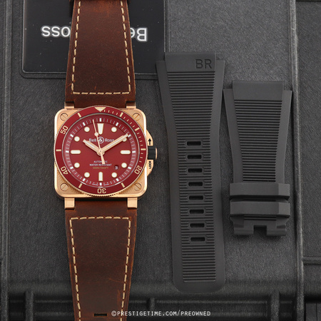 Pre-owned Bell & Ross Limited BR03-92 Diver 42mm Red Bronze BR0392-D-R-BR/SCA