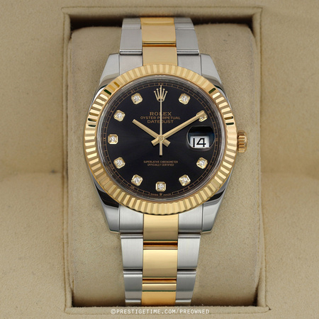 Pre-owned Rolex Datejust 41mm FACTORY SERVICED 126333 Black Diamond Oyster