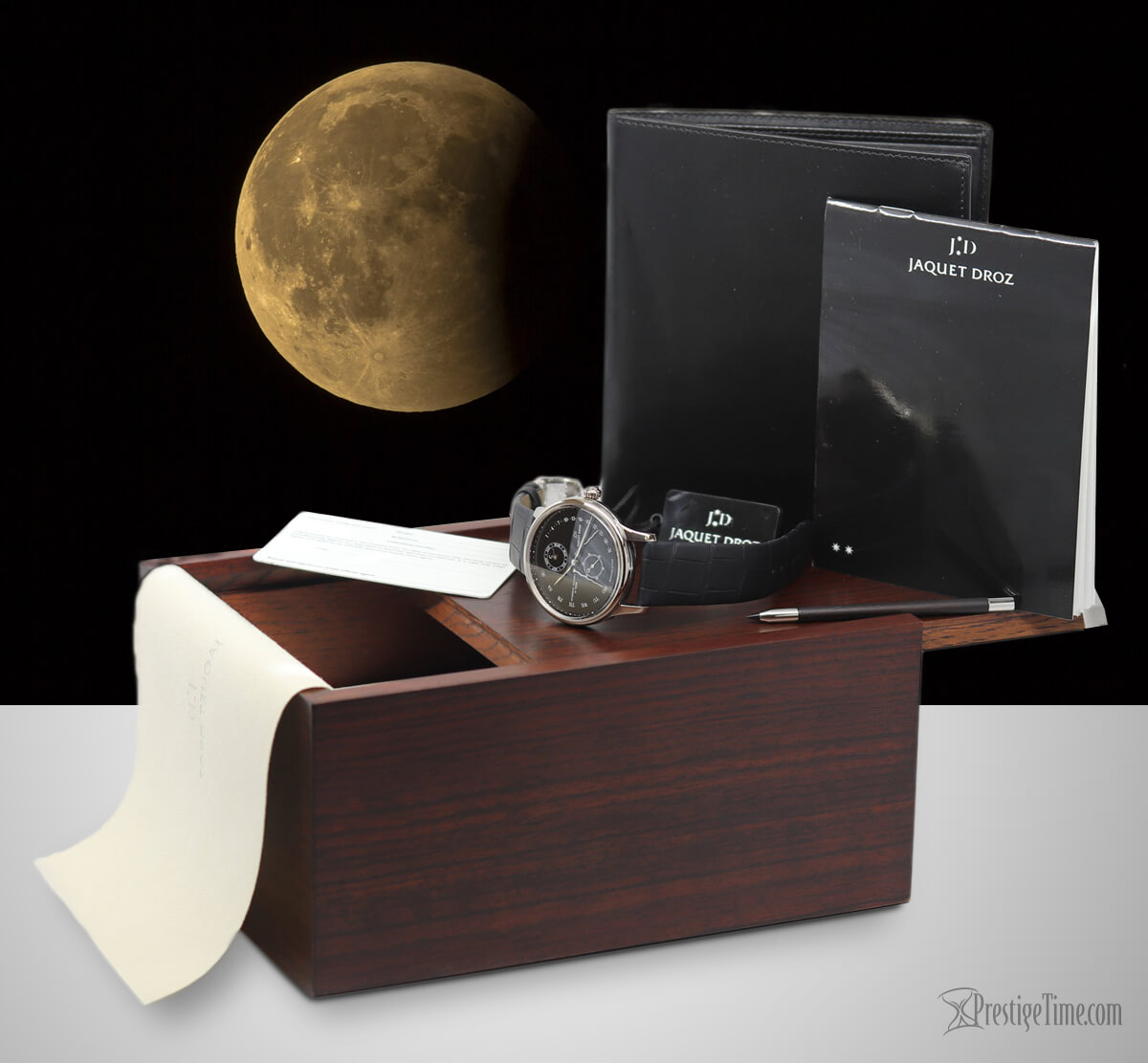 Jaquet Droz Astrale Perpetual Calendar box and packaging